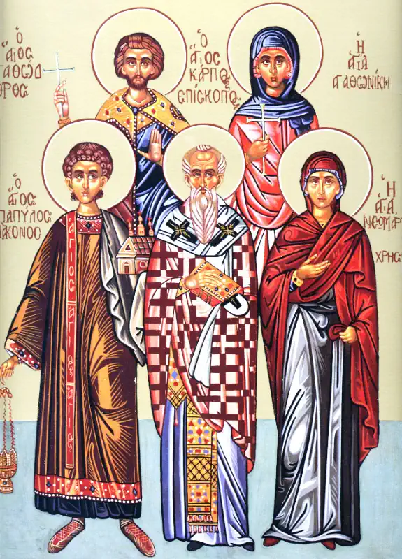 Icoana Sfinților Mucenici Carp, Papil, Agatodor și Agatonica 13 octombrie - pravila.ro
