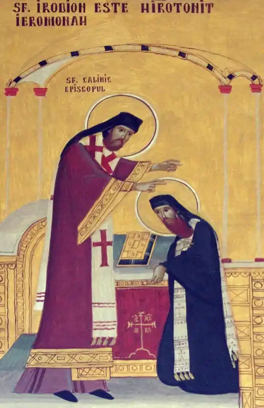 Sfântul Cuvios Irodion de la Lainici hirotonia de către Sfântul Calinic